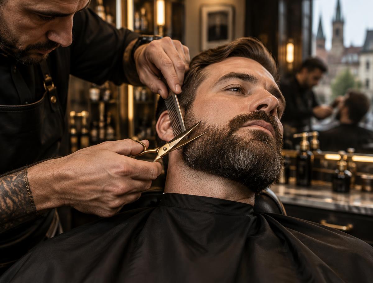 Nauwkeurige baardverzorging door een barber